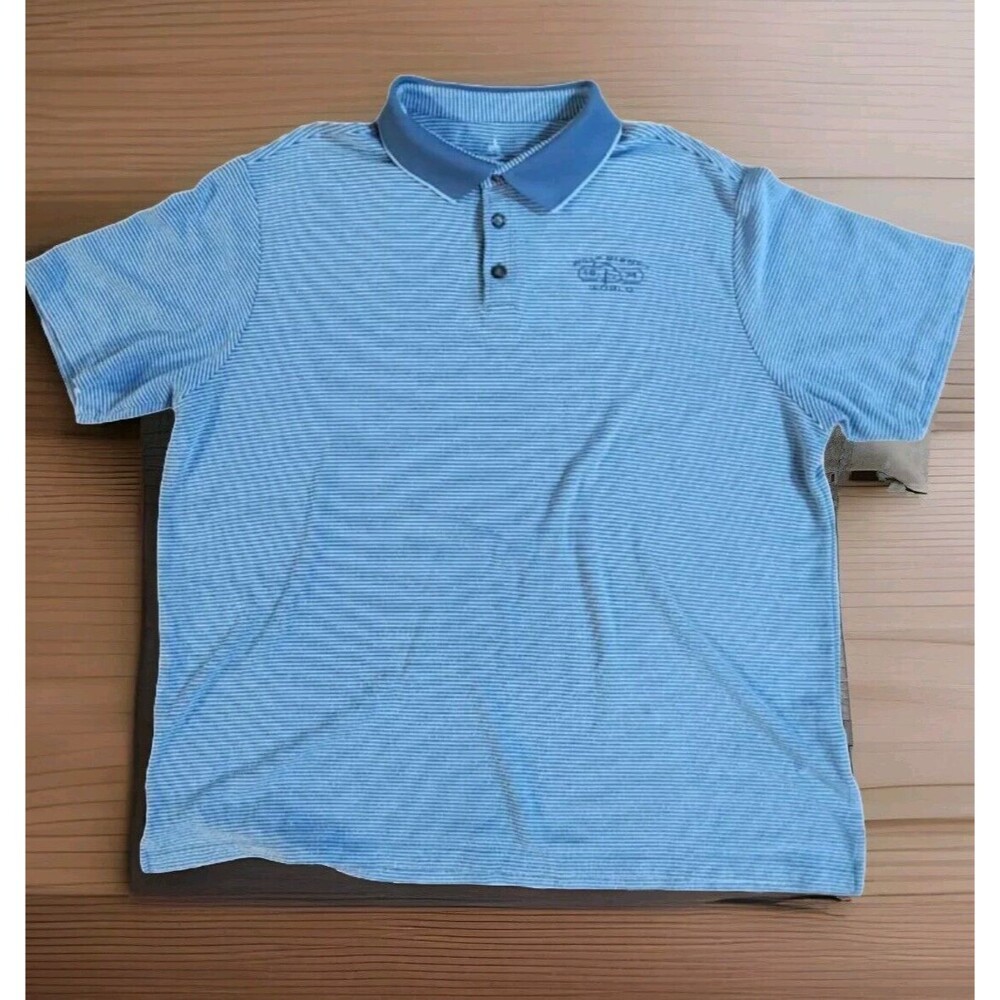 Walt Disney World Men's Polo Shirt 1971 Parks Vintage Logo Blue Stripe Size XL